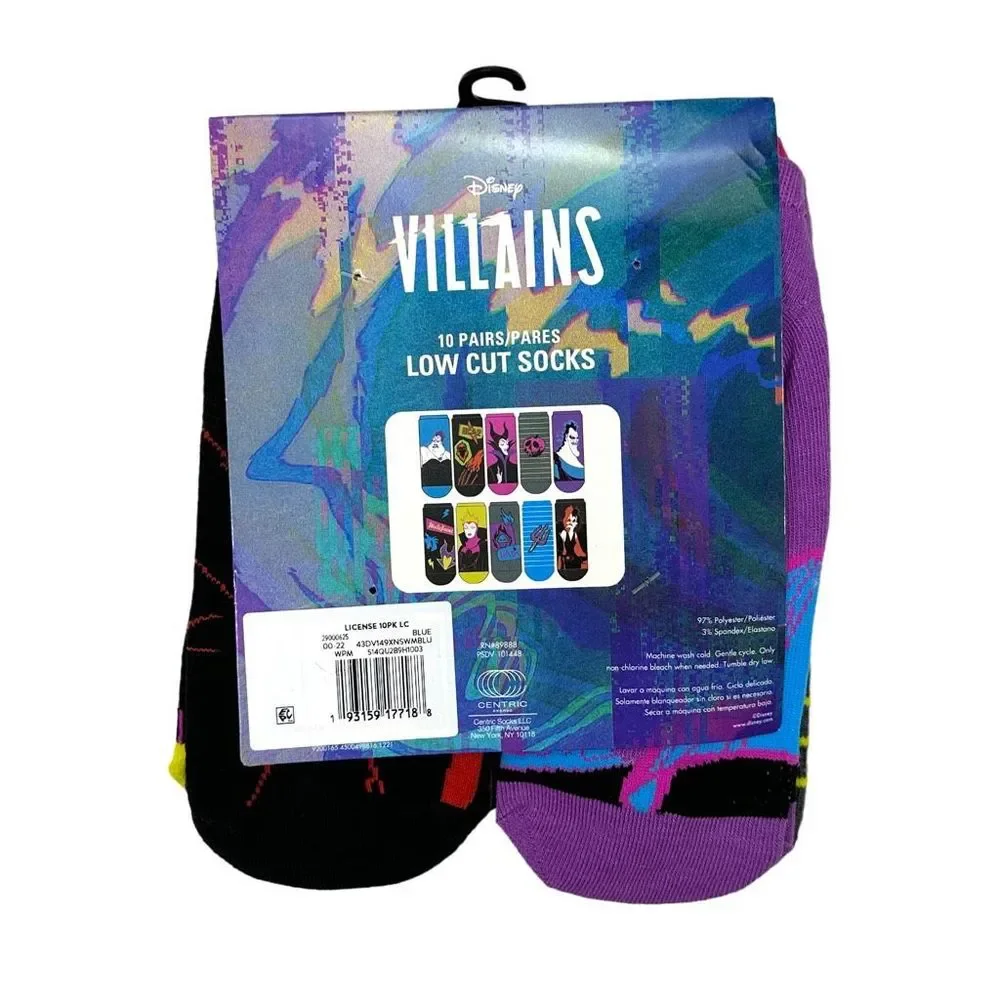 Disney Villains Low Cut Socks - 10 Pairs